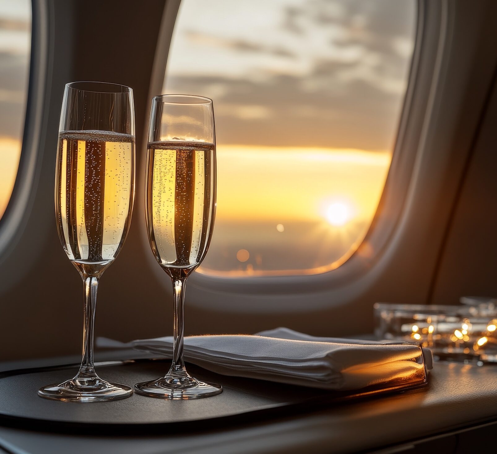 Champagne on take off on aeroplane | Flights | Swift Travel