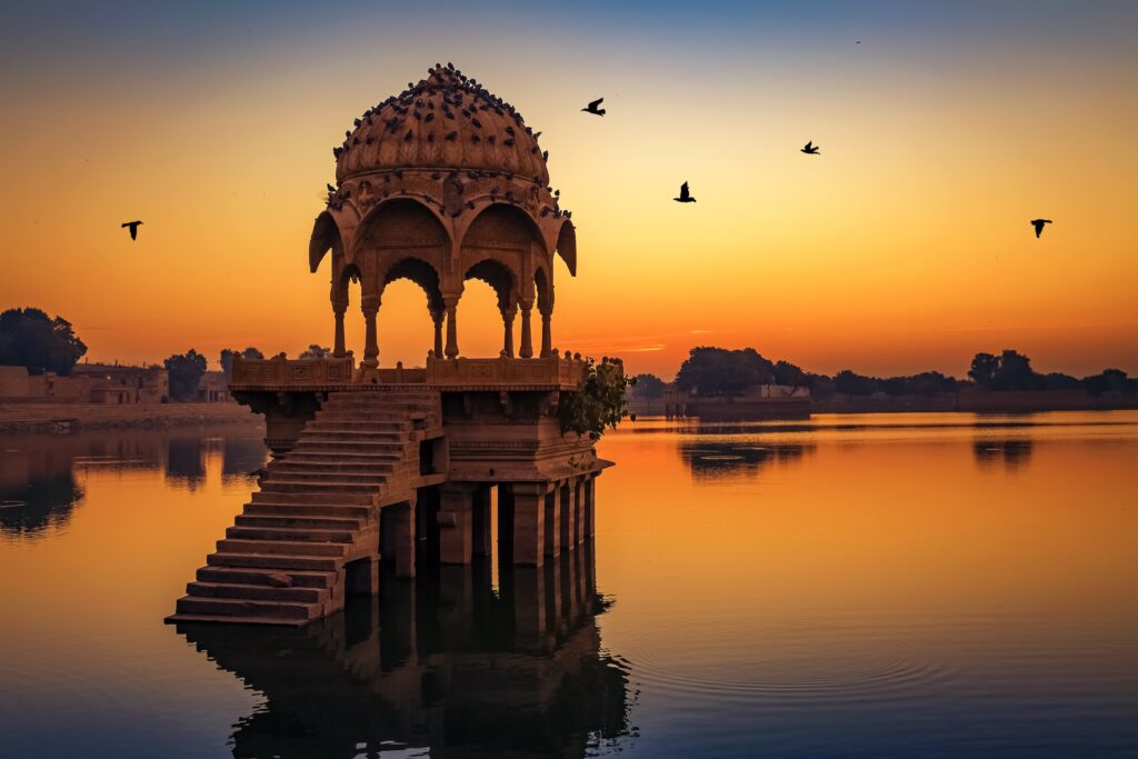 Ancient temple at Gadi Sagar lake Jaisalmer Rajasthan | India | Swift Travel